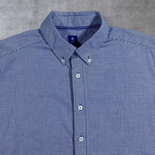 Load image into Gallery viewer, FootJoy 1857 Classic Blue White Check Golf Long Sleeve Button-Up Shirt
