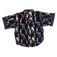 Load image into Gallery viewer, Vintage GALLAGHER Pinup Girl Rockabilly All-Over Print Short Sleeve Shirt
