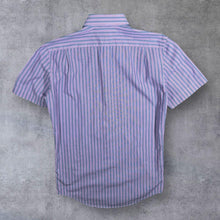 Load image into Gallery viewer, Lacoste &quot;Regular Fit&quot; Pink White Navy Striped Short Sleeve Button-Up Shirt
