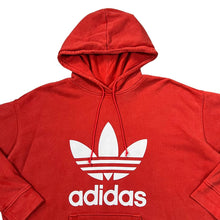 Load image into Gallery viewer, ADIDAS Classic Big Trefoil Logo Spellout Graphic Red Pullover Hoodie
