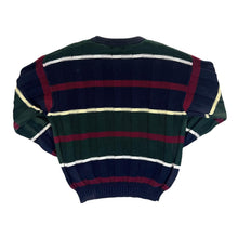 Load image into Gallery viewer, Vintage IZOD Embroidered Mini Logo Multi Colour Striped Cotton Knit Sweater Jumper
