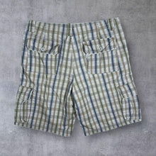 Load image into Gallery viewer, Redhead Beige Brown Navy Blue Check Cotton Cargo Shorts
