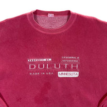 Load image into Gallery viewer, Vintage PROPERTY OF DULUTH &quot;Minnesota&quot; Embroidered Souvenir Spellout Red Sweatshirt
