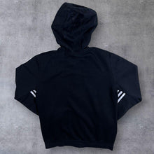 Load image into Gallery viewer, Adidas Three Stripe Mini Logo Classic Black Zip Hoodie
