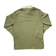Load image into Gallery viewer, WEIRD FISH Embroidered Mini Logo Khaki Green Cream Long Sleeve Polo Shirt
