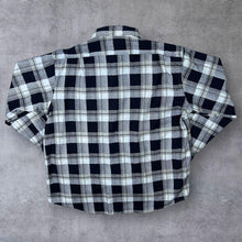 Load image into Gallery viewer, Vintage Swallow Black Grey White Plaid Check Long Sleeve Cotton Flannel Shirt
