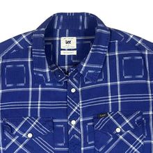 Load image into Gallery viewer, LEE &quot;Western Shirt&quot; Blue White Check Popper Button Long Sleeve Cotton Shirt
