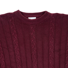 Load image into Gallery viewer, Vintage BHS Classic Burgundy Cable Knit Cotton Crewneck Sweater Jumper
