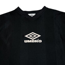 Load image into Gallery viewer, Early 00’s UMBRO Big Logo Spellout Graphic Polyester Sports V-Neck T-Shirt

