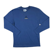 Load image into Gallery viewer, STIFFY &quot;Tail Grab&quot; Surfer Skater Logo Spellout Graphic Blue Long Sleeve T-Shirt
