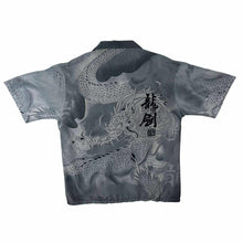 Load image into Gallery viewer, Early 00&#39;s Hai Zhou Gothic Y2K Dragon Graphic Grey Short Sleeve Shirt
