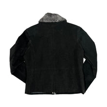 Load image into Gallery viewer, Vintage BARNEYS ORIGINALS Genuine Real Black Suede Leather Faux Fur Collared Zip Jacket

