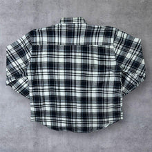 Load image into Gallery viewer, Early 00's Identic Black White Grey Plaid Check Long Sleeve Cotton Flannel Shirt
