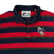 Load image into Gallery viewer, Early 00&#39;s COTTON TRADERS RUGBY Embroidered Bulldog Striped Long Sleeve Rugby Polo Shirt
