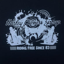 Load image into Gallery viewer, Harley Owners Group “Riding Free Since 83” Biker Souvenir Graphic Black T-Shirt
