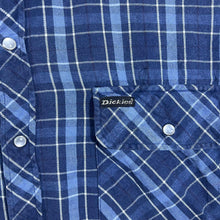 Load image into Gallery viewer, Early 00's Dickies Blue Plaid Check Long Sleeve Popper Flannel Shirt
