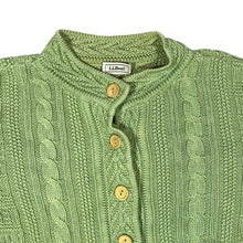 Load image into Gallery viewer, Vintage L.L.BEAN Classic Green Cable Knit Button Cardigan Sweater
