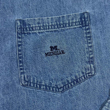 Load image into Gallery viewer, Vintage Gear For Sports NCAA MICHIGAN WOLVERINES Embroidered Pocket Logo Denim Long Sleeve Button-Up Shirt
