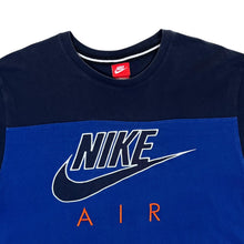 Load image into Gallery viewer, NIKE AIR Embroidered Big Logo Spellout Colour Block Blue T-Shirt
