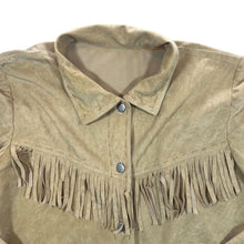 Load image into Gallery viewer, Suede Effect Cowboy Western Tan Light Brown Tasselled Long Sleeve Shirt
