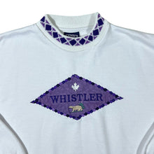 Load image into Gallery viewer, Vintage Whistler Embroidered Spellout Patterned Collar White Crewneck Sweatshirt
