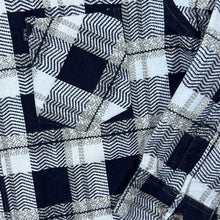 Load image into Gallery viewer, Vintage Swallow Black Grey White Plaid Check Long Sleeve Cotton Flannel Shirt

