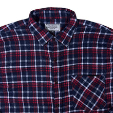 Load image into Gallery viewer, Vintage Pradizo Navy Blue Red Plaid Check Long Sleeve Cotton Flannel Shirt
