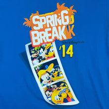 Load image into Gallery viewer, WALT DISNEY WORLD &quot;Spring Break&quot; Souvenir Logo Spellout Graphic Blue T-Shirt
