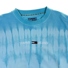 Load image into Gallery viewer, TOMMY JEANS Tommy Hilfiger Embroidered Logo Spellout Blue Tie Dye Crewneck Sweatshirt
