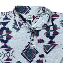 Load image into Gallery viewer, Vintage 90&#39;s Kiraclar Aztec Crazy Abstract Patterned Cotton Long Sleeve Polo Shirt

