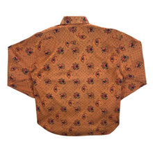 Load image into Gallery viewer, Vintage Floral Patterned Cowboy Western Popper Orange Long Sleeve Cotton Shirt
