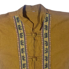 Load image into Gallery viewer, Vintage Orange Tribal Elephant Safari Knot Loop Cotton Short Sleeve Shirt
