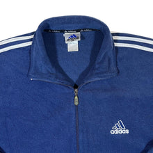Load image into Gallery viewer, Vintage ADIDAS Embroidered Mini Logo Three Stripe Blue Zip Fleece Sweatshirt
