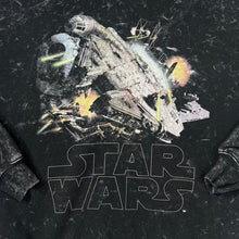 Load image into Gallery viewer, Pull &amp; Bear x STAR WARS Millenium Falcon Sci-Fi Movie Graphic Acid Wash Effect Pullover Hoodie
