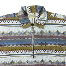 Load image into Gallery viewer, Vintage 90's John F. Gee Crazy Abstract Patterned 1/4 Zip Short Sleeve Cotton Shirt
