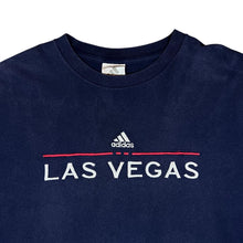 Load image into Gallery viewer, Early 00&#39;s ADIDAS &quot;Las Vegas&quot; Embroidered Logo Spellout Faded Navy Blue T-Shirt
