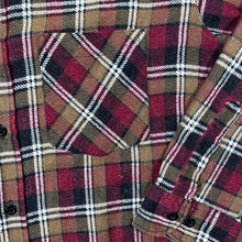 Load image into Gallery viewer, Vintage Glimmer Red Brown Black White Plaid Check Long Sleeve Cotton Flannel Shirt
