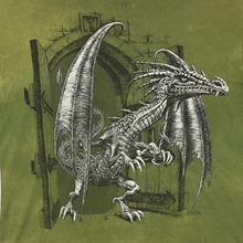 Load image into Gallery viewer, Vintage The Mountain Gothic Fantasy Medieval Dragon Graphic Faded Green T-Shirt
