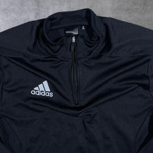 Load image into Gallery viewer, Adidas Climalite Three Stripe Mini Logo Black 1/4 Zip Sweatshirt Track Top
