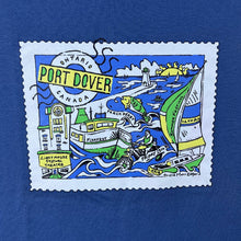 Load image into Gallery viewer, Vintage Port Dover Stamp Canada Souvenir Graphic Blue Cotton T-Shirt

