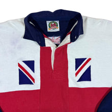 Load image into Gallery viewer, Vintage BARBARIAN Rugby Wear Union Jack Flag Colour Block Long Sleeve Rugby Polo Shirt
