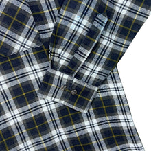 Load image into Gallery viewer, Vintage Worker Black Grey Yellow Check Cotton Long Sleeve Button-Up Flannel Shirt

