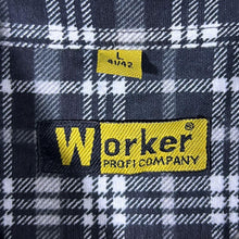 Load image into Gallery viewer, Vintage Worker Black Grey White Lumberjack Plaid Check Long Sleeve Cotton Flannel Shirt
