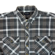Load image into Gallery viewer, Vintage San Marino Collection Grey Brown Plaid Check Long Sleeve Flannel Cotton Shirt
