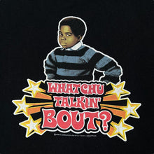 Load image into Gallery viewer, Early 00&#39;s M&amp;O Knits WHATCHU TALKIN&#39; BOUT? Different Strokes TV Show Sitcom Spellout Graphic T-Shirt
