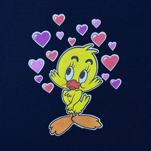 Load image into Gallery viewer, Cartoon Tweety Bird (1993) Love Hearts Novelty Graphic Navy Blue T-Shirt
