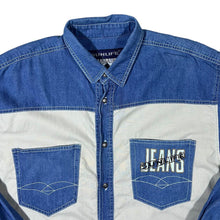 Load image into Gallery viewer, Vintage Sunlife Jeans Cowboy Western Style Blue Denim Beige Cotton Long Sleeve Shirt
