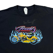 Load image into Gallery viewer, SIGNED Delta DAVE PEREWITZ Gothic Flaming Biker Spellout Graphic T-Shirt
