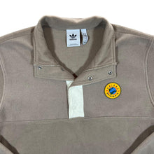Load image into Gallery viewer, Adidas Originals Rubber Logo 1/4 Button Brown Fleece Sweatshirt Top
