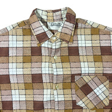 Load image into Gallery viewer, Vintage Triola Brown White Beige Mix Plaid Check Long Sleeve Cotton Flannel Shirt
